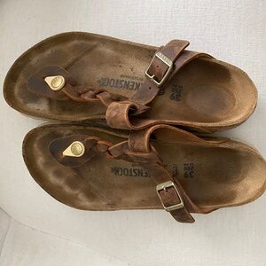 Birkenstock - Gizeh Braided - Cognac (brown) Oiled Leather, Sz 39